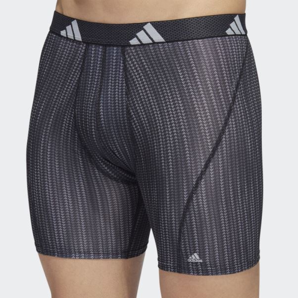 3 Paires De Caleçons Boxers Graphiques En Mesh Performance Noirs Adidas
