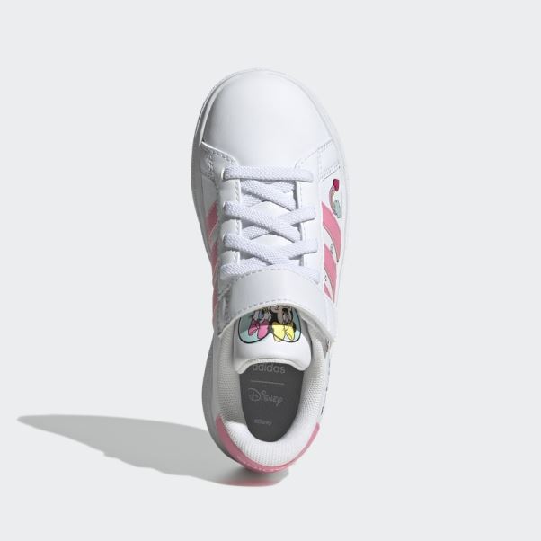 Blanc Adidas X Disney Grand Court Minnie Souris élastique Lacets Haut Sangle Chaussures Mode