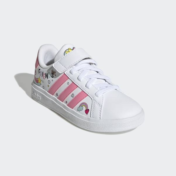 Blanc Adidas X Disney Grand Court Minnie Souris élastique Lacets Haut Sangle Chaussures Mode