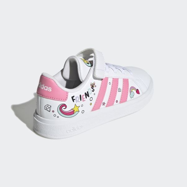 Blanc Adidas X Disney Grand Court Minnie Souris élastique Lacets Haut Sangle Chaussures Mode