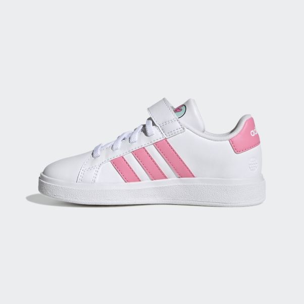 Blanc Adidas X Disney Grand Court Minnie Souris élastique Lacets Haut Sangle Chaussures Mode