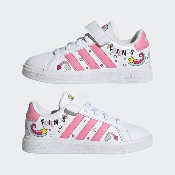 Blanc Adidas X Disney Grand Court Minnie Souris élastique Lacets Haut Sangle Chaussures Mode
