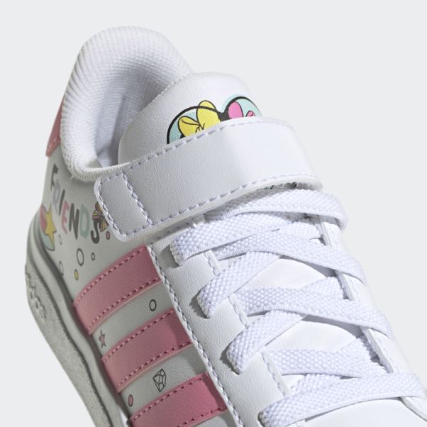 Blanc Adidas X Disney Grand Court Minnie Souris élastique Lacets Haut Sangle Chaussures Mode