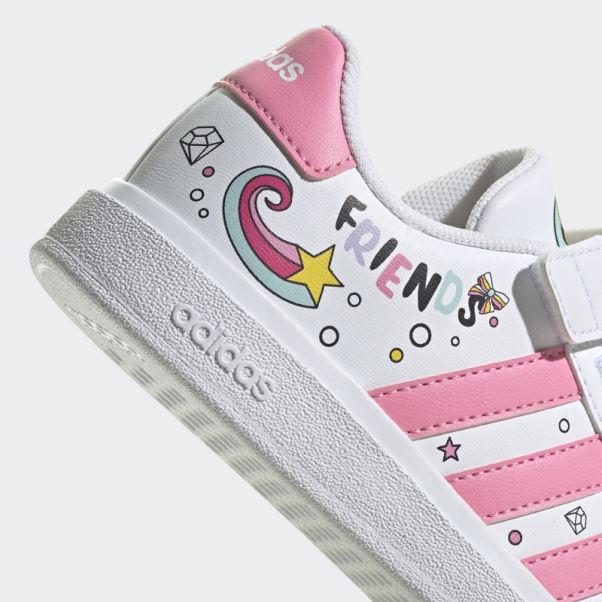 Blanc Adidas X Disney Grand Court Minnie Souris élastique Lacets Haut Sangle Chaussures Mode