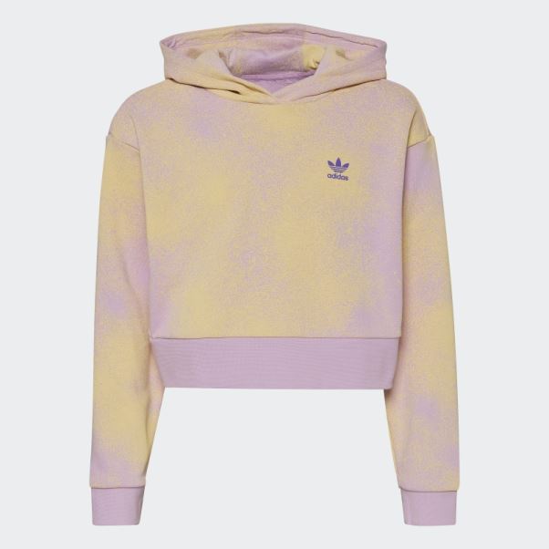 Sweat à Capuche Court Imprimé Graphique Adidas Lilas