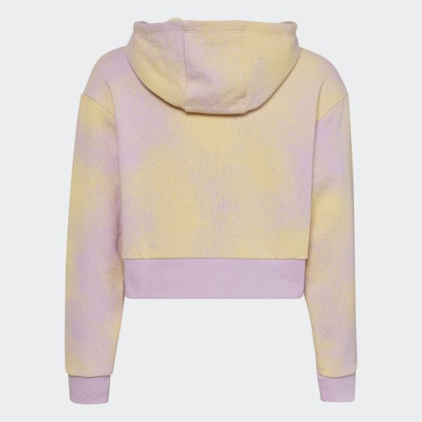 Sweat à Capuche Court Imprimé Graphique Adidas Lilas