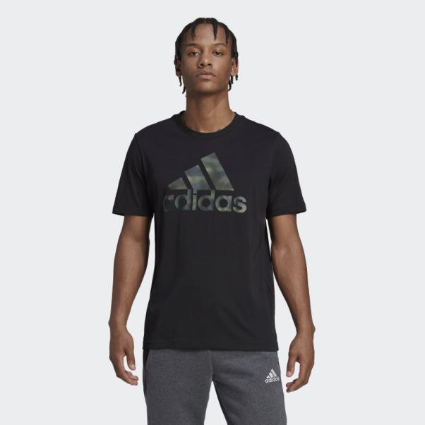 T-shirt Imprimé Camouflage Adidas Essentials Noir