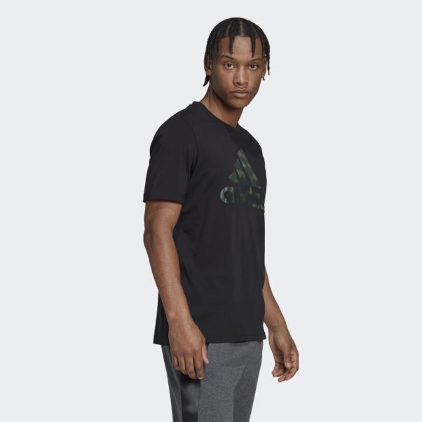 T-shirt Imprimé Camouflage Adidas Essentials Noir