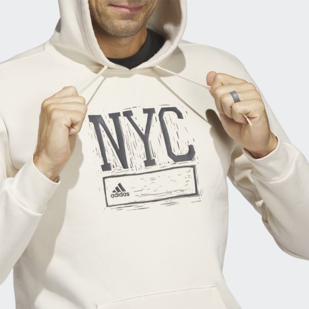Sweat à Capuche Graphique Adidas Nyc Blanc