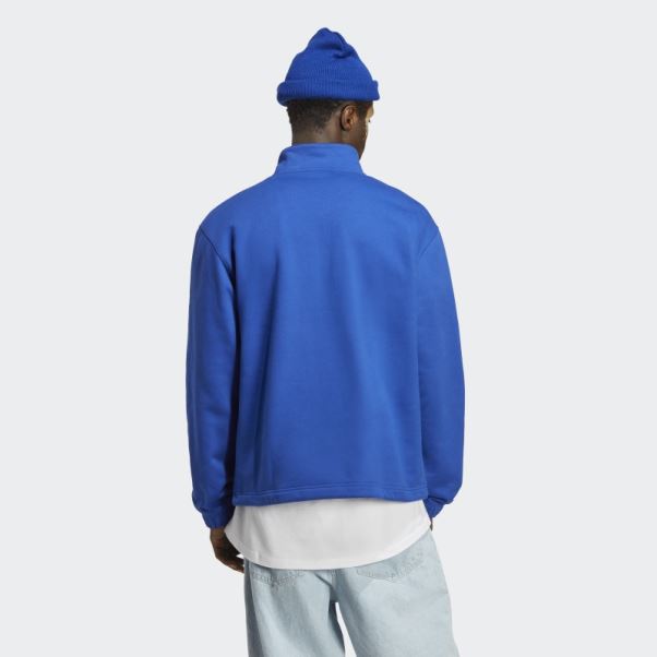 Adidas Adicolor Contempo Sweat Mi-zip Crew Bleu