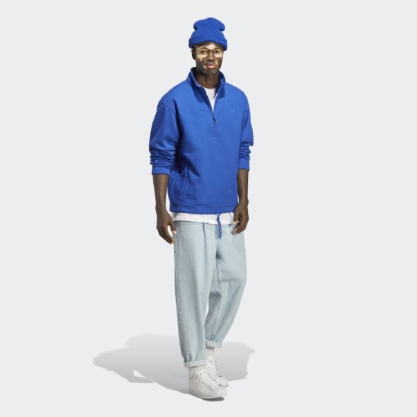 Adidas Adicolor Contempo Sweat Mi-zip Crew Bleu