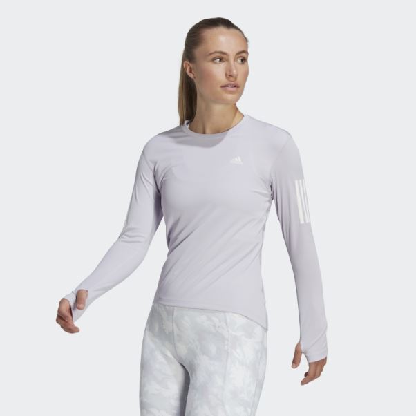 T-shirt à Manches Longues Own The Run Silver Dawn Adidas