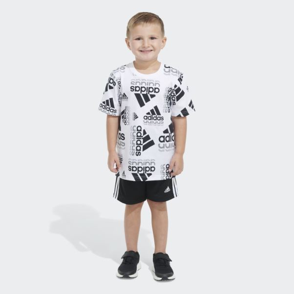 Ctn Aop Tee Short Ensemble Adidas Blanc
