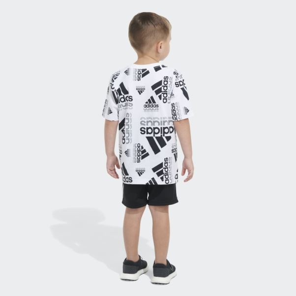 Ctn Aop Tee Short Ensemble Adidas Blanc