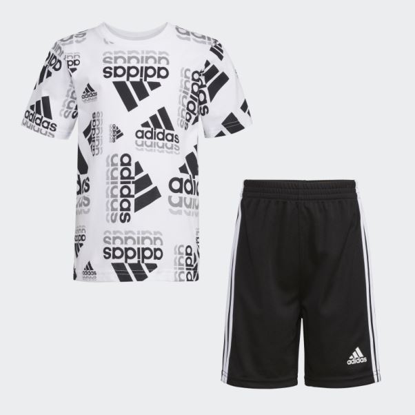 Ctn Aop Tee Short Ensemble Adidas Blanc