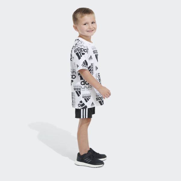 Ctn Aop Tee Short Ensemble Adidas Blanc