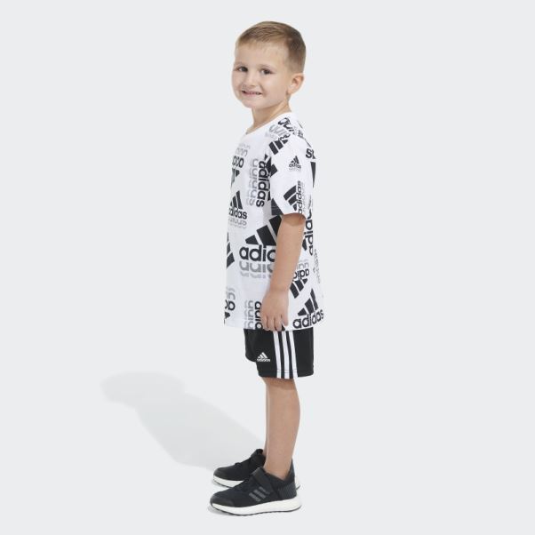 Ctn Aop Tee Short Ensemble Adidas Blanc