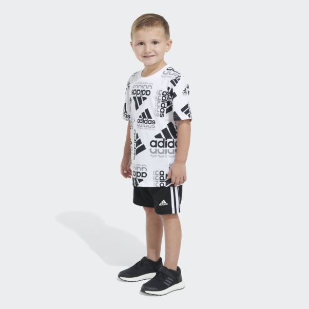 Ctn Aop Tee Short Ensemble Adidas Blanc