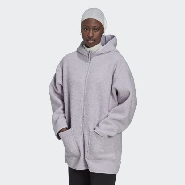 Haut De Survêtement Long à Capuche En Polaire Adidas Silver Dawn