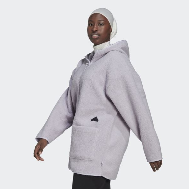 Haut De Survêtement Long à Capuche En Polaire Adidas Silver Dawn