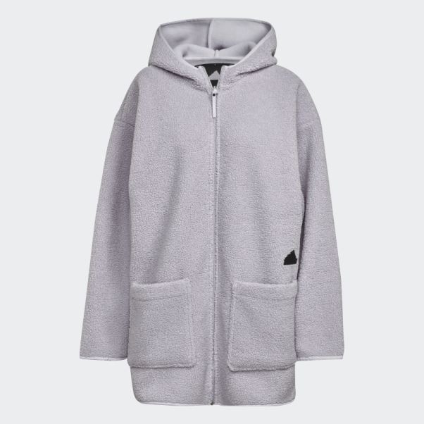 Haut De Survêtement Long à Capuche En Polaire Adidas Silver Dawn