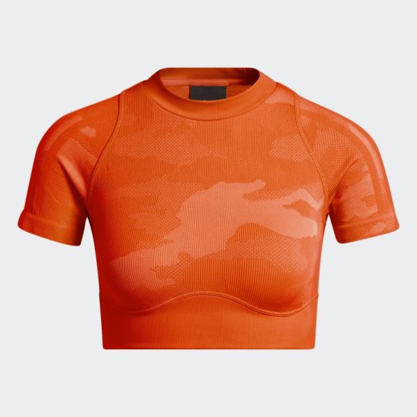 Crop Top En Maille Orange Adidas