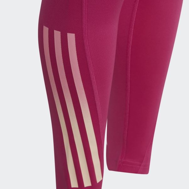 Adidas Aeroready 3-stripes Taille Haute 7/8 Optime Collant De Poche Fuchsia