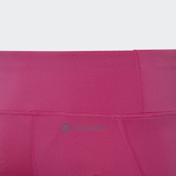 Adidas Aeroready 3-stripes Taille Haute 7/8 Optime Collant De Poche Fuchsia