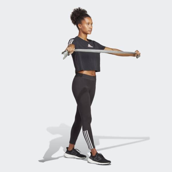 Legging Performance 7/8 En Coton Noir Train Adidas