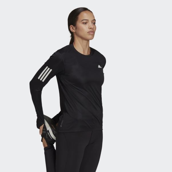 Adidas Possède Le T-shirt à Manches Longues Run Noir
