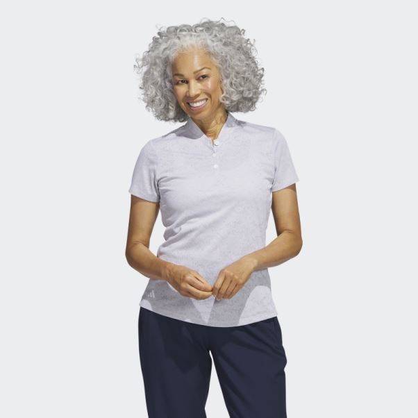 Polo De Golf Adidas Jacquard Blanc
