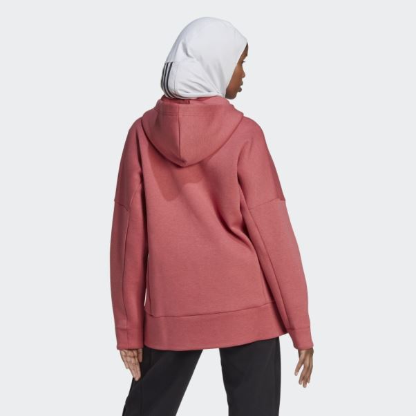 Sweat à Capuche Zippé Coupe Ample Mel Mission Victoire Rouge Adidas