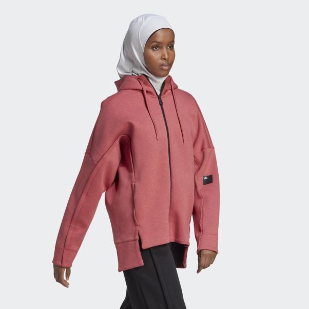 Sweat à Capuche Zippé Coupe Ample Mel Mission Victoire Rouge Adidas
