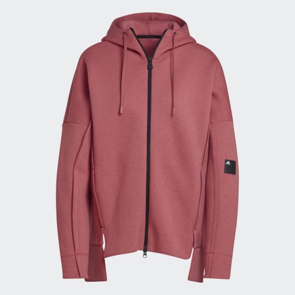 Sweat à Capuche Zippé Coupe Ample Mel Mission Victoire Rouge Adidas
