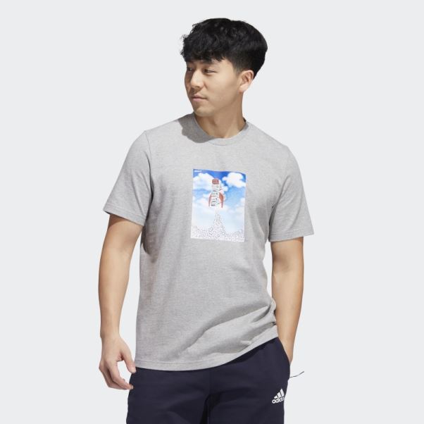 T-shirt Graphique Adidas Boost Rocket Gris Moyen