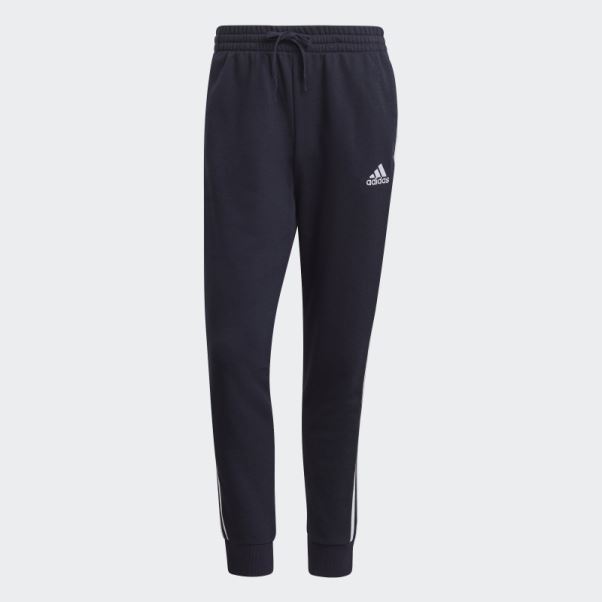 Adidas Essentials French Terry Tapered Cuff 3-stripes Pantalon Blanc