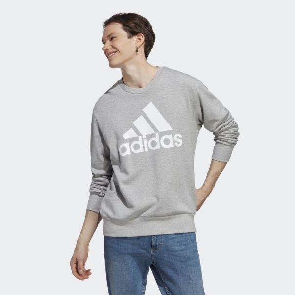 Sweat Gris Moyen Essentials French Terry Gros Logo Adidas
