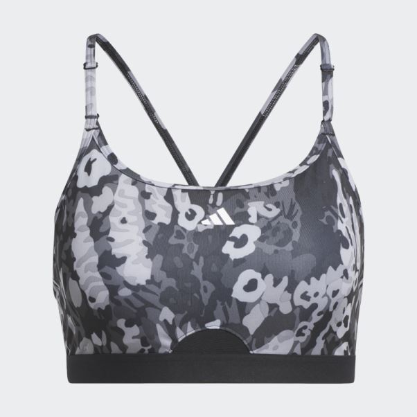 Adidas Brassière De Maintien Léger Aeroreact Training Mgh Gris Uni