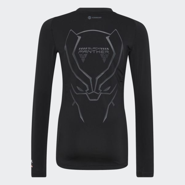Adidas Marvel Panthère Noire Techfit T-shirt à Manches Longues Noir