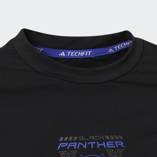 Adidas Marvel Panthère Noire Techfit T-shirt à Manches Longues Noir