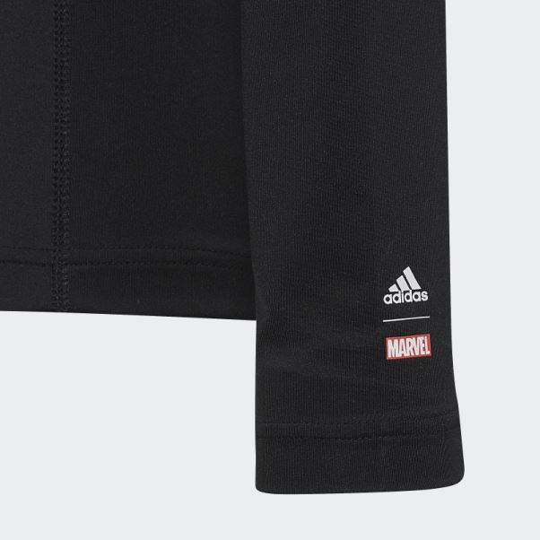 Adidas Marvel Panthère Noire Techfit T-shirt à Manches Longues Noir