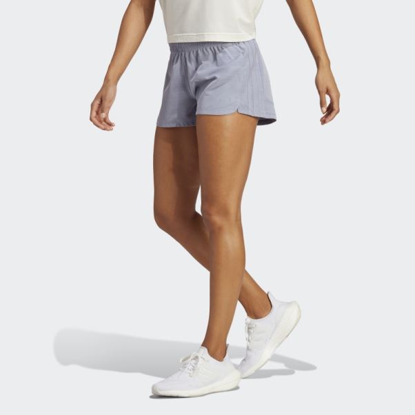 Short Chiné Tissé Adidas Pacer 3-stripes Violet Argent