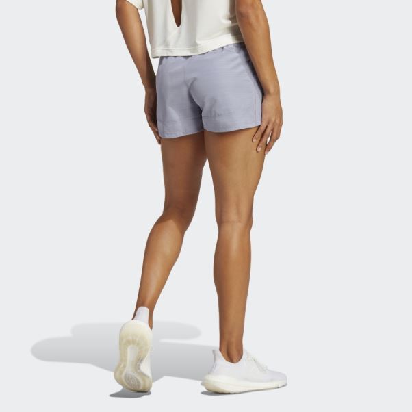Short Chiné Tissé Adidas Pacer 3-stripes Violet Argent