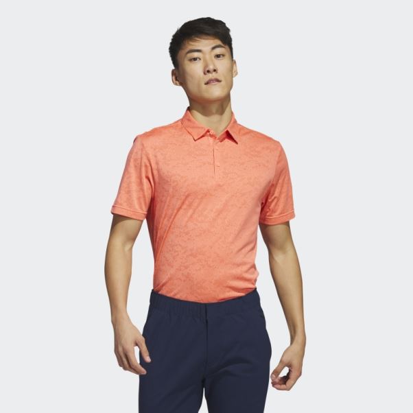 Polo De Golf En Jacquard Texturé Corail Adidas