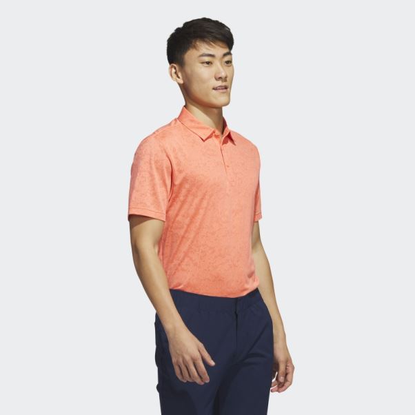 Polo De Golf En Jacquard Texturé Corail Adidas