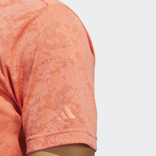 Polo De Golf En Jacquard Texturé Corail Adidas
