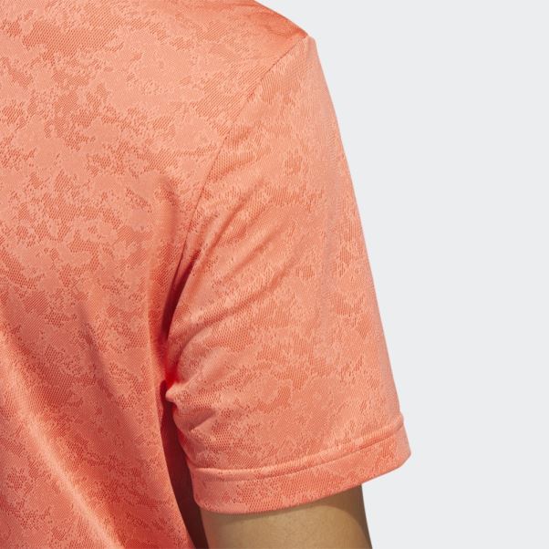 Polo De Golf En Jacquard Texturé Corail Adidas