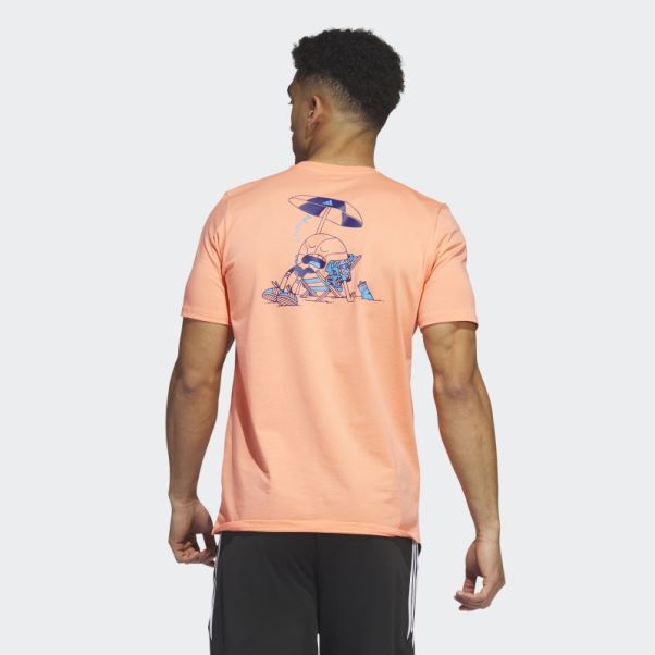 T-shirt De Basket-ball à Manches Courtes Graphique Lil Stripe Spring Break Adidas Corail