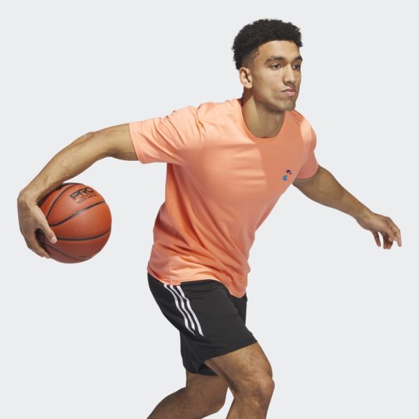 T-shirt De Basket-ball à Manches Courtes Graphique Lil Stripe Spring Break Adidas Corail