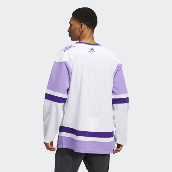Adidas Jets Blanc Hockey Combat Le Cancer Maillot